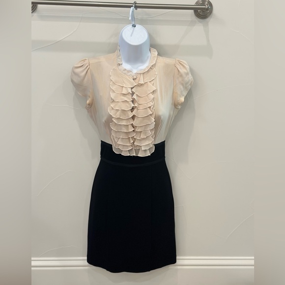 Bebe Black/off-white Ruffle Dress - XXS - Picture 6 of 6